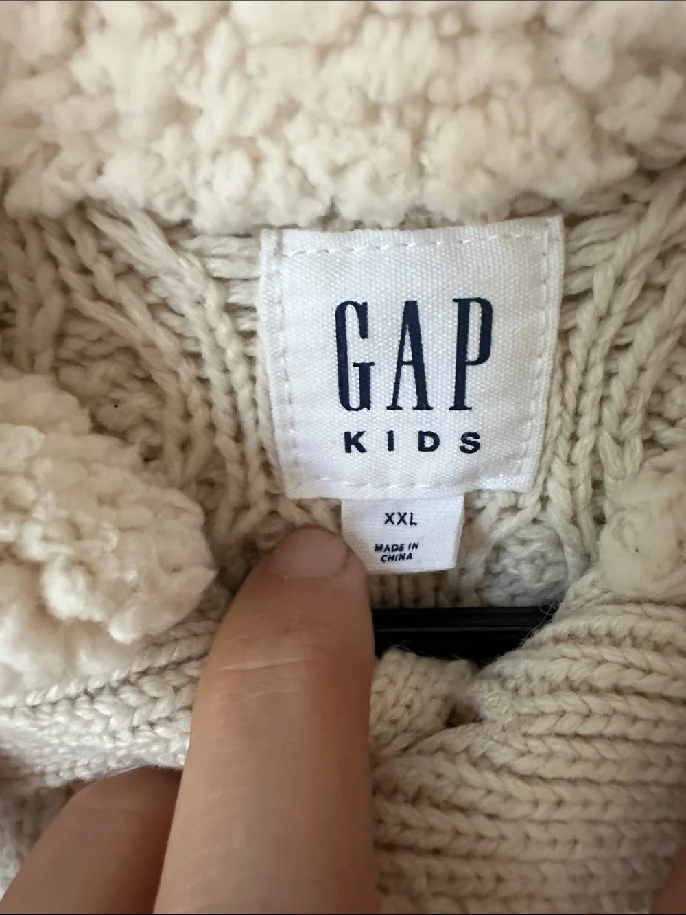 GAP Cream Cable-Knit Mock Neck Sweater with Button Placket